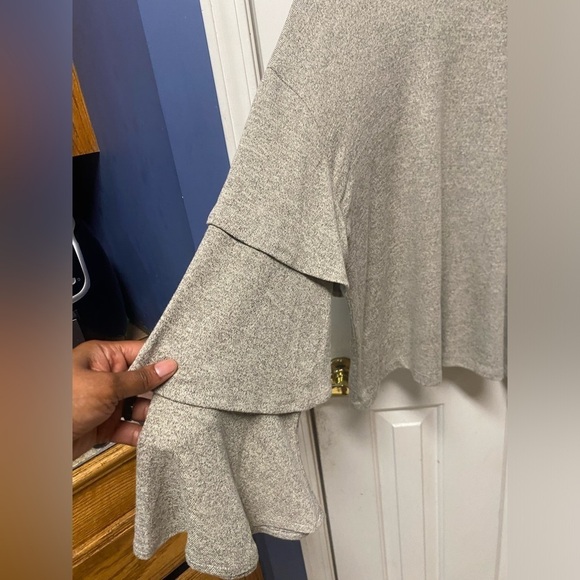 Pink Paparatzi Ruffle Sleeves Pull Over Light Weight Scoop Neck Modest Sweater L - Picture 2 of 8